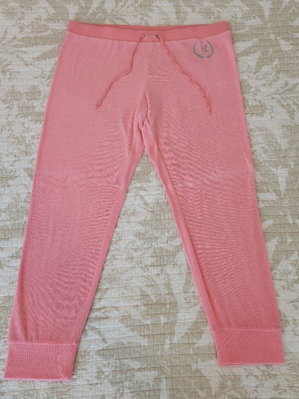 JUICY COUTURE Vintage Y2K Soft Terrycloth Jogger in Salmon Pink & Silver Logo XL